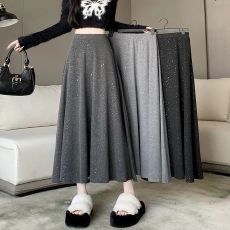 批发已出货 外贸A字半身裙女秋季新款设计感小众垂感高腰大摆裙长裙子