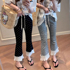 批发<b class='q'>孕妇</b><b class='q'>裤</b>夏季新款超弹弹力波点花边裤脚喇叭设计休闲裤<b class='q'>打底裤</b><b class='q'>孕妇</b>