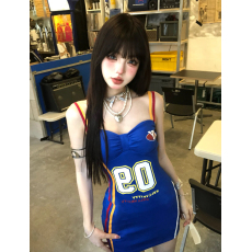 批发美式运动休闲<b class='q'>连衣裙</b>女2025夏季新款修身显瘦设计感吊带短裙包臀裙