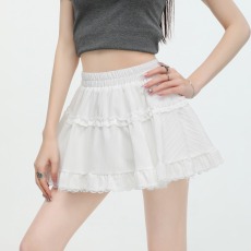 批发原版做法~芭蕾风<b class='q'>蕾丝</b>拼接蛋糕半身裙小个子高腰显瘦a字蓬蓬短裙