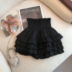 批发<b class='q'>蕾丝</b>花边原版面料~高腰显瘦黑色半身裙女夏季蛋糕裙蓬蓬短裙子