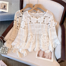 批发慵懒风薄款复古刺绣镂空蕾丝防晒针织衫女2025夏季新款设计感罩衫