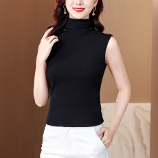 批发2026夏季新款高圆领蕾丝双层网纱内搭洋气修身打底衫女