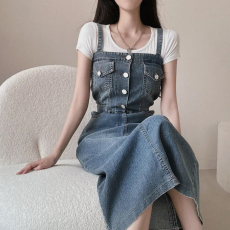 批发已出货 长款吊带<b class='q'>牛仔</b><b class='q'>连衣裙</b>