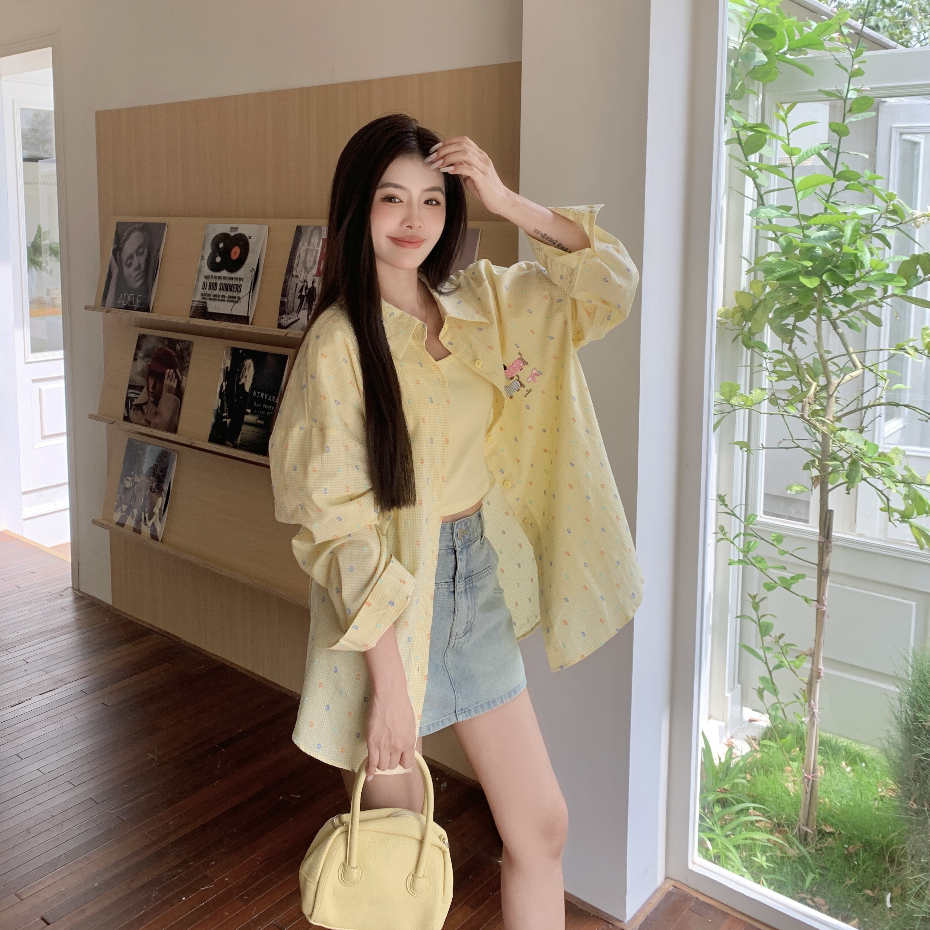 실사 봄 여름 착용 가져 가라. 빅 사이즈 여성 의류 지방 mm 슬림해 보이는 다용도 세트 한 부서 연령 감소 셔츠 여성 코트