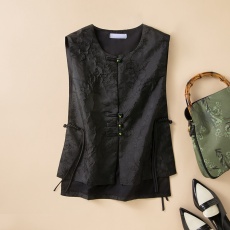 批发新中式国风真丝马甲背心春夏2026新款提花无袖马夹桑蚕丝上衣