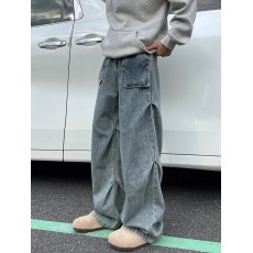 批发美式<b class='q'>复古</b>阔腿牛仔裤男款夏季薄款潮牌宽松直筒高街<b class='q'>日系</b>休闲长裤子