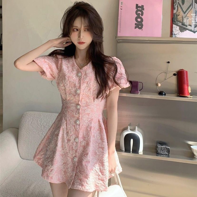 MY1926# 美式连衣裙女夏服装浮雕提花连衣裙裙子女裝貨源服裝批發