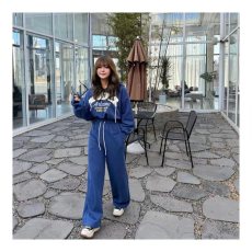 批发韩国2026春秋女士ins博主连帽字母长袖卫衣休闲裤套<b class='q'>装</b>