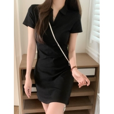 批发实拍 实价 40支<b class='q'>纯棉</b>210克92棉/8氨纶polo领<b class='q'>连衣裙</b>女