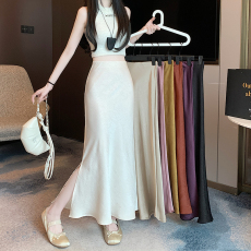 批发实拍2026高级提花 醋酸锻面亲肤半身包臀鱼尾长裙松紧腰中长裙