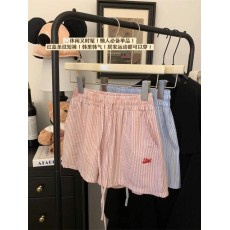 批发原版质量   条纹刺绣阔腿短裤<b class='q'>女</b>夏季薄款宽松休闲三分裤潮