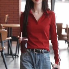 批发纯棉妈妈潮流百搭<b class='q'>时尚</b>遮肉显瘦上衣2026年新款气质翻领POLO衫长袖