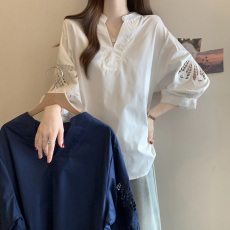 批发法式复古镂空刺绣衬衫2026大码夏季新款胖MM休闲显瘦气质百搭上衣