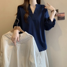 批发法式复古镂空刺绣衬衫女夏2026大码新款胖MM休闲显瘦气质百搭上衣