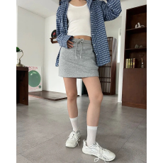 批发<b class='q'>韩版</b>百搭抽绳休闲运动半身裙高腰a字辣妹包臀短裙女