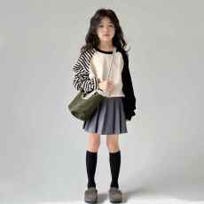 批发女童插肩袖套装春秋款2026韩版洋气<b class='q'>儿童</b>小女孩纯色百褶<b class='q'>裙</b>两件套潮