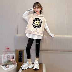 批发<b class='q'>女</b><b class='q'>童</b>秋季套装2025新款休闲时尚<b class='q'>马甲</b>连帽卫衣打底衫儿童秋装两件套