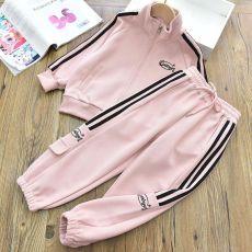批发<b class='q'>女</b><b class='q'>童</b><b class='q'>拼</b>色<b class='q'>套装</b>春秋2026新款韩版休闲宽松拉链上衣裤子运动装两件套