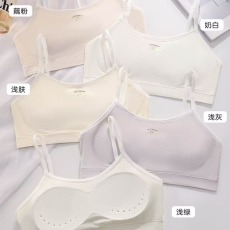 批发新款无缝撞色小吊带甜美少女发育背心舒适亲肤固定杯聚拢裹胸