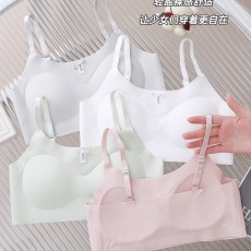 批发冰丝无痕全固定杯少女内衣可调节肩带舒适轻薄聚拢初高中小背心