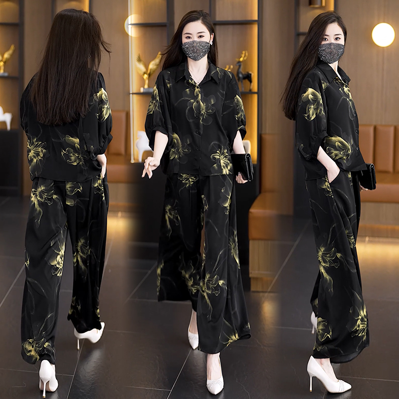 MY12435#新款大码套装夏款女装时尚减龄洋气修身两件套女裝貨源服裝批發