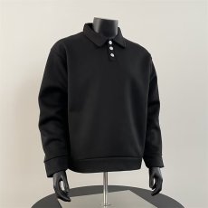 批发男装|<b class='q'>男士</b>重磅<b class='q'>卫衣</b>高级感轻熟简约宽松加绒翻领POLO衫长袖上衣