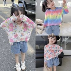 批发女童夏季防晒T恤2025新款女宝宝洋气时髦冰丝打底衫<b class='q'>儿童</b>装<b class='q'>防晒衣</b>