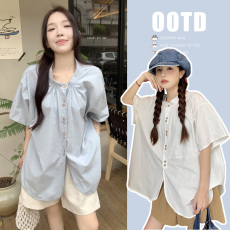 批发夏季新款中式多排扣宽松衬衫+<b class='q'>百搭</b>短裤