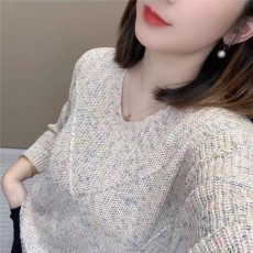 批发棉纱~不起球幻彩套头<b class='q'>针织衫</b>2026春秋新款遮肚宽松打底小衫妈