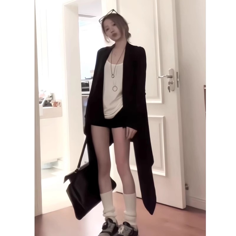 검정색 중간 길이 자외선 차단 복 여성 코트 여름 새로운 숄 외부 가져 가라. 품격 슈퍼 잘 생긴 긴팔 맨위