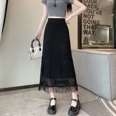 批发天猫抖音质量镂空钩花流苏<b class='q'>半身</b>裙2026年夏新款高腰显瘦<b class='q'>包臀</b>A字裙