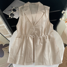 批发实拍2026新款韩式文艺<b class='q'>百搭</b>女装宽松棉麻马夹背心无袖麻料马甲女