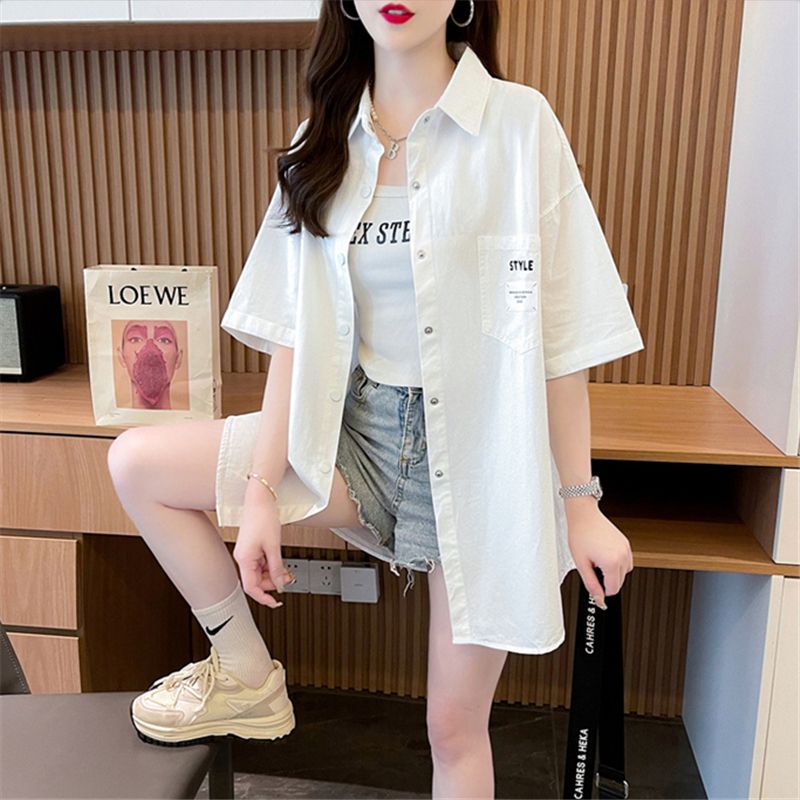 MY2823#夏季薄款短袖衬衫防晒衣女宽松外套上衣女裝貨源服裝批發