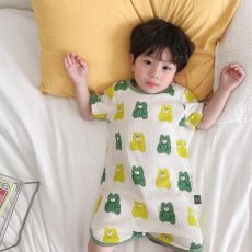 批发<b class='q'>婴儿</b>连体衣睡裙夏季薄款冰丝新生儿睡衣家居服宝宝空调服短袖爬服