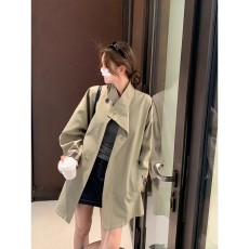 批发2026春季新款高级感小个子短款风衣女宽松休闲短外套复古简约日系