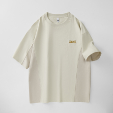 批发实拍2025夏季新款短袖t恤男百搭弹力舒适简约拼接韩版圆领半袖T恤