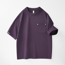 批发实拍夏季新款潮牌重磅短袖t恤男简约贴袋百搭弹力舒适韩版圆领T恤