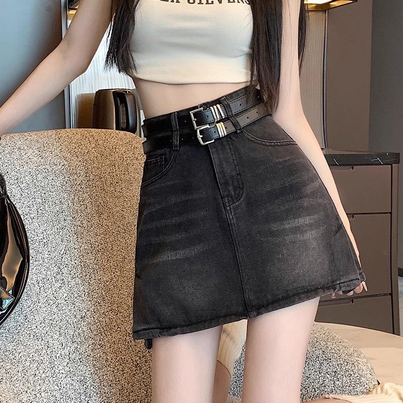 MY2205# 美式高街辣妹百搭牛仔短裙女夏季新款开叉高腰宽松显瘦包臀半身裙女裝貨源服裝批發