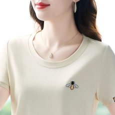 批发纯棉夏季新款百搭时尚遮肉显瘦T恤女士简约休闲日常通勤穿搭短袖