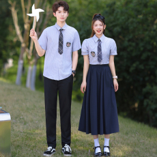 批发实拍情侣学院风夏季学生男女短袖JK<b class='q'>衬衫</b>套装 班服 校服 <b class='q'>运动服</b>