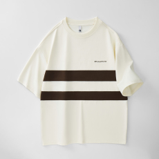 批发实拍2025夏季新款拼接条纹短袖t恤男百搭弹力舒适简约韩版圆领t恤