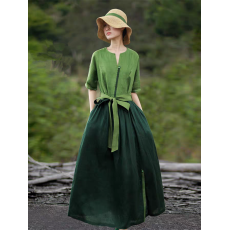 批发民族风文艺复古女装2026春款棉麻<b class='q'>连衣裙</b>文艺复古显瘦气质长裙