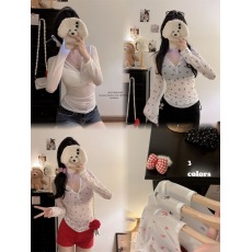 批发纯欲风性感辣妹网纱蝴蝶结长袖T恤<b class='q'>女</b>带胸垫内搭修身显瘦打底衫潮