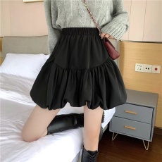 批发新款蓬蓬花苞裙女高腰a字蛋糕<b class='q'>半身裙</b>小个子伞裙黑色短裙