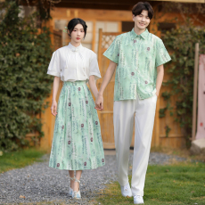 批发实拍情侣装中国风演出服班服汉服套装大合唱服诗歌朗诵表演