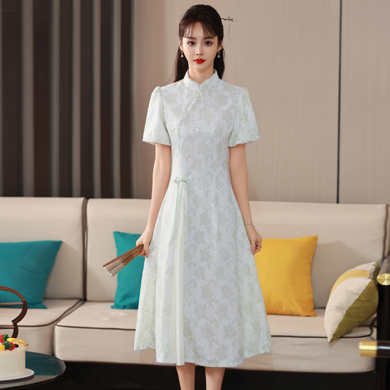 MY16140#夏新款气质改良国风旗袍短袖连衣裙新中式少女日常奥黛女裝貨源...