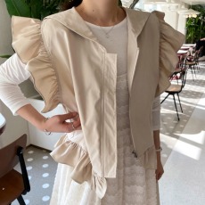 批发2025秋季新品韩版木耳边海军领开衫马甲小外套