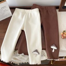批发女童童装2025秋冬季新款加绒立体蘑菇<b class='q'>打底裤</b>百搭修身弹力裤子潮女