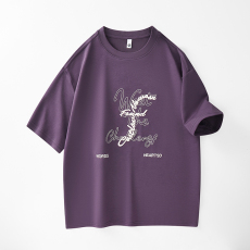 批发实拍2025夏季新款潮牌短袖t恤男百搭弹力舒适简约韩版圆领印花t恤